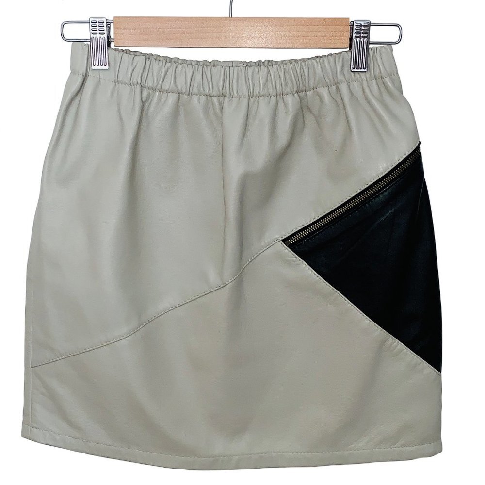 NWT - Topshop Color Block Faux Leather Zip Mini
